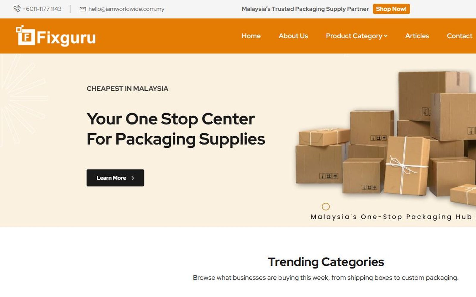 The CartonBox.my site in a browser