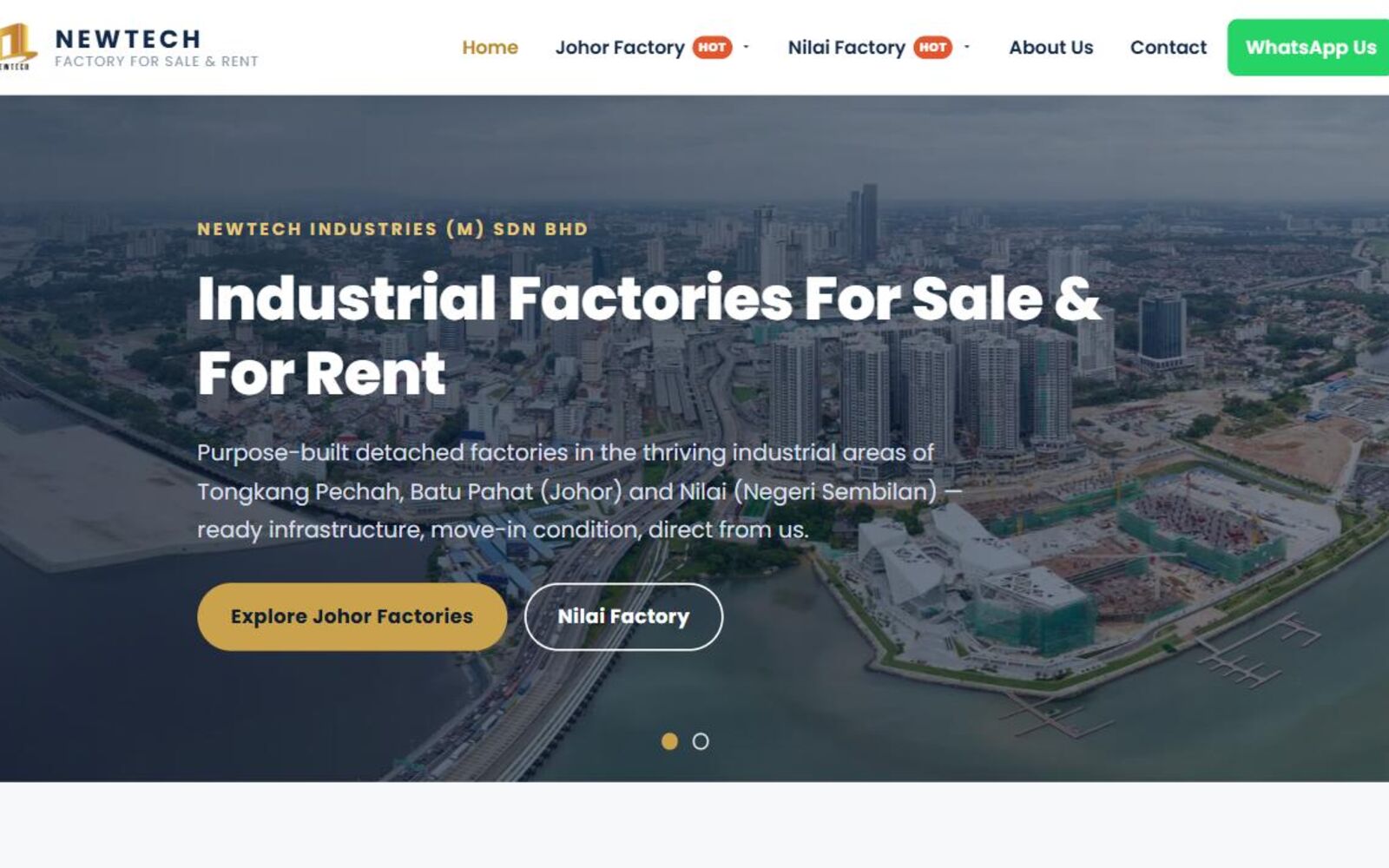 The Factory For Sale site in a browser