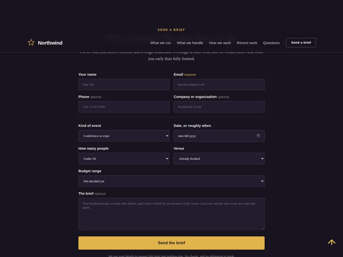 Northwind: The brief form on its dark band