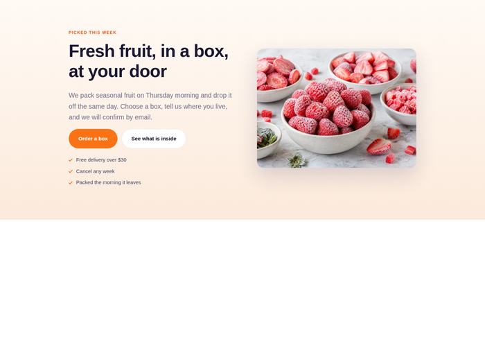 Orchard: Hero, headline and product photograph