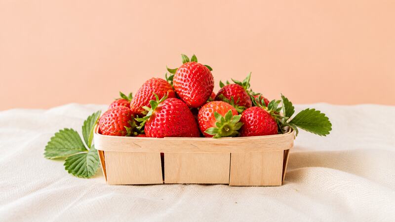 A single punnet of strawberries